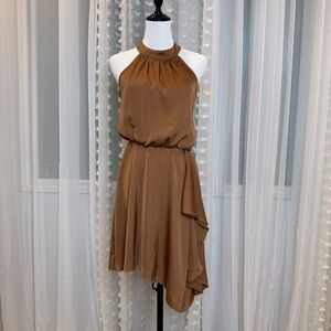 Elegant Asymmetrical Tan Dress